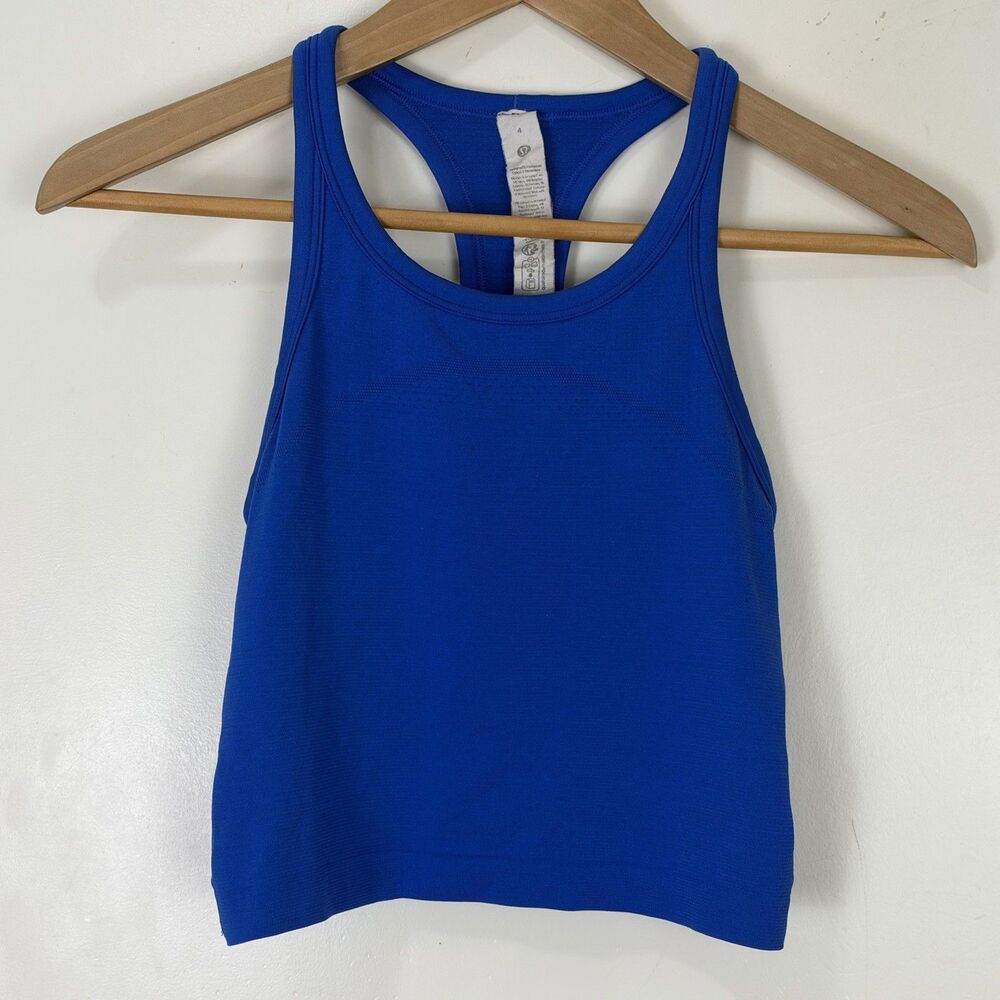 Lululemon Swiftly Tech Cropped Racerback Tank Top 2.0 - Size 4 - Galactic Cobalt